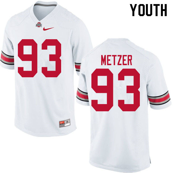 Ohio State Buckeyes Jake Metzer Youth #93 White Authentic Stitched College Football Jersey